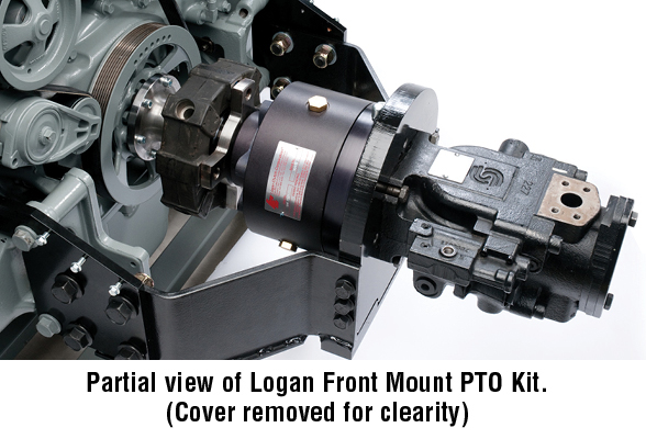 Partial view of Logan Front Mount PTO Kit.   